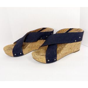 Lucky Brand Blue Cork Platform Sandals